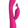 Розовый ребристый вибратор с клиторальным стимулятором S-HANDE Moonlight - 21,1 см. купить в секс шопе