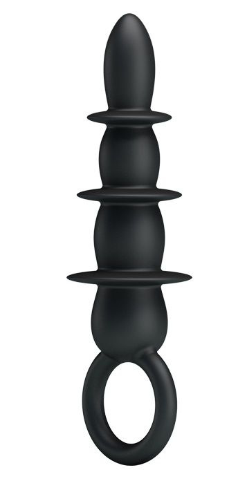 Черная анальная ёлочка с богатым рельефом - 13,2 см. купить в секс шопе