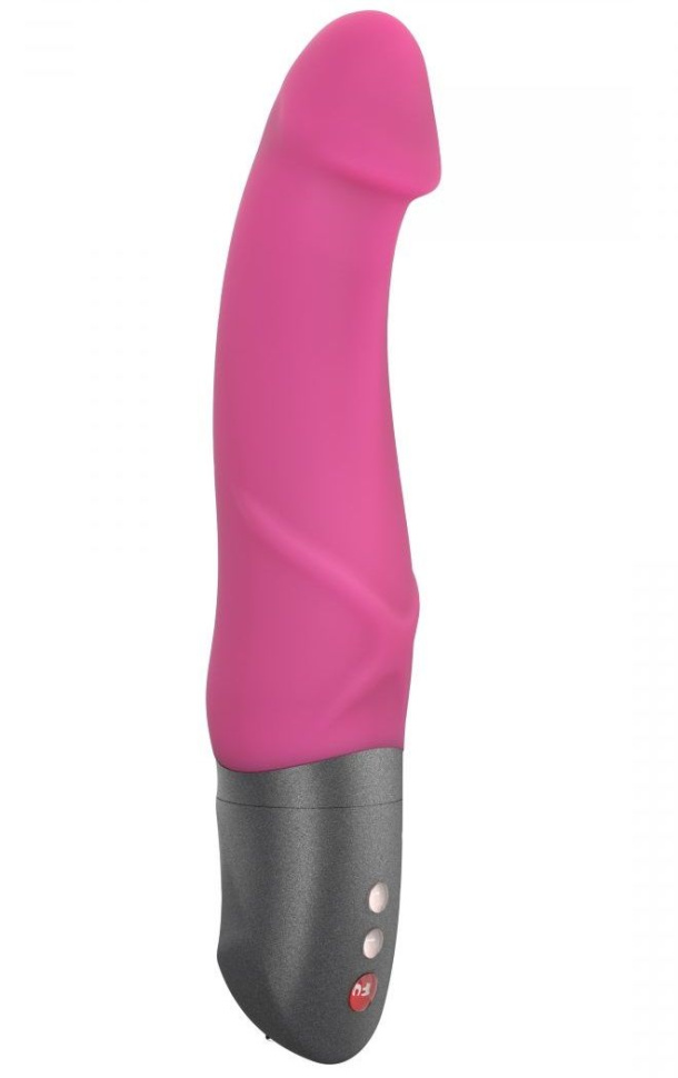 Розовый вибратор с чуть загнутой головкой Mr Boss - 20,2 см. купить в секс шопе
