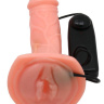 Универсальный телесный страпон с мини-вагиной и вибрацией - 19,5 см. купить в секс шопе