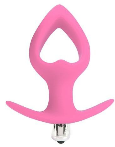 Розовая вибровтулка-сердечко с ограничителем - 10,5 см. купить в секс шопе