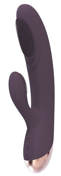Фиолетовый вибромассажер с клиторальным отростком CASTALIA - 21 см. купить в секс шопе