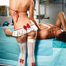 Игровой костюм профессиональной медсестры: топ, мини-юбка с пажами купить в секс шопе