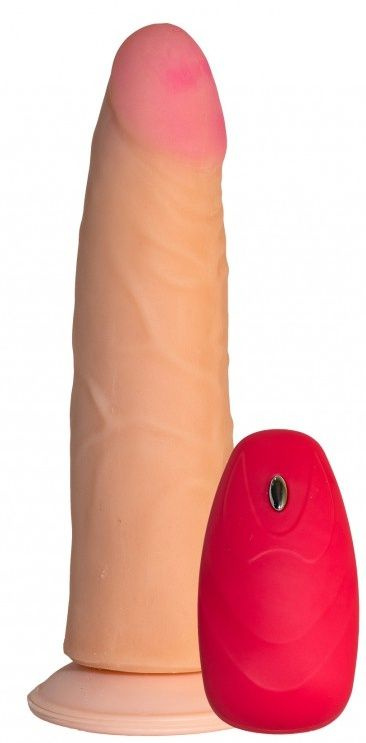 Телесный реалистичный вибратор №68 с пультом - 18 см. купить в секс шопе
