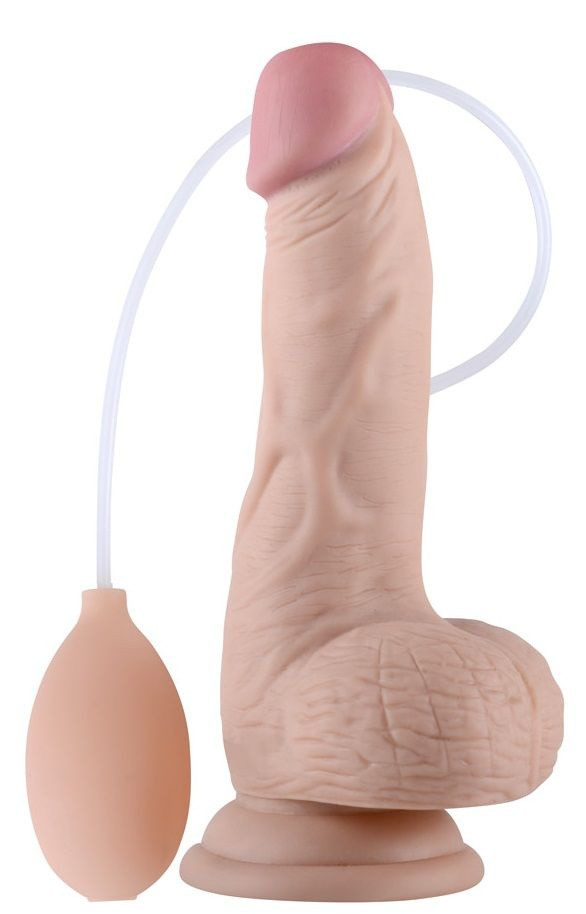 Телесный фаллоимитатор с имитацией эякуляции Soft Ejaculation Cock With Ball 8 - 17,8 см. купить в секс шопе