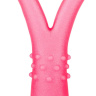Розовый стимулятор с раздвоенным кончиком - 16 см. купить в секс шопе