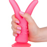 Розовый стимулятор с раздвоенным кончиком - 16 см. купить в секс шопе