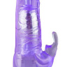 Фиолетовый вибратор Crystal Dildo Climbing Rabbit Vibe - 22 см. купить в секс шопе