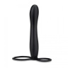 Черная насадка на пенис для двойной стимуляции Mojo BlackJack - 15 см. купить в секс шопе