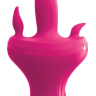 Розовый вибромассажер с 3 подвижными язычками Holey Trinity - 19 см. купить в секс шопе