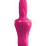 Розовый вибромассажер с 3 подвижными язычками Holey Trinity - 19 см. купить в секс шопе