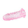 Розовая насадка на пенис с пупырышками и усиками - 13 см. купить в секс шопе