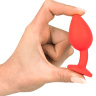 Красная силиконовая анальная пробка с красным кристаллом Joy - 7,2 см. купить в секс шопе