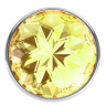 Большая серебристая анальная пробка Diamond Yellow Sparkle Large с жёлтым кристаллом - 8 см. купить в секс шопе