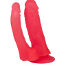 Двойной розовый фаллоимитатор на присоске - 15 см. купить в секс шопе