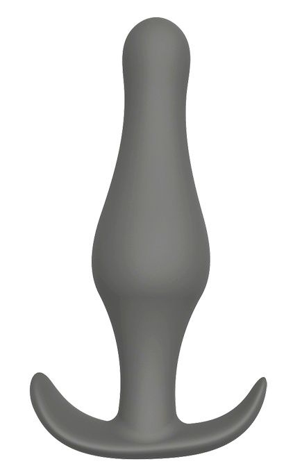 Серый удлиненный анальный стимулятор PLUG WITH T-HANDLE - 15,6 см.  купить в секс шопе