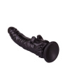 Чёрный фаллоимитатор с клиторальными лепестками - 18,5 см. купить в секс шопе