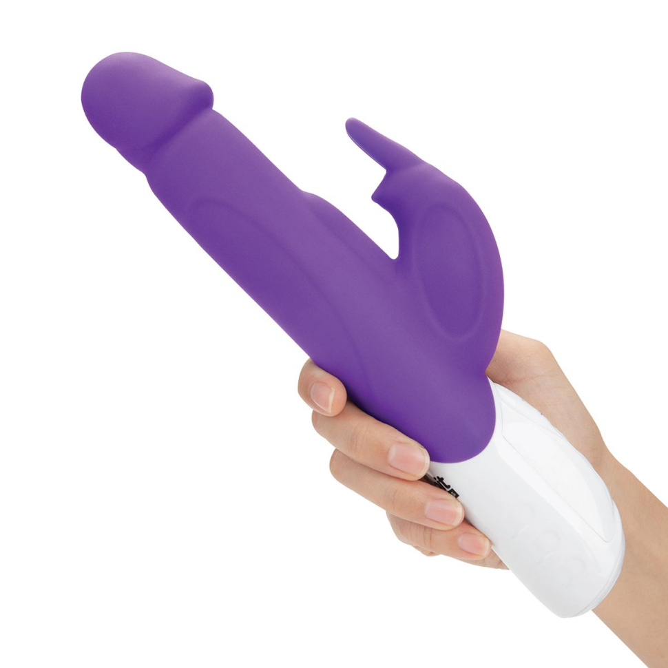 Фиолетовый перезаряжаемый вибратор с клиторальным стимулятором - 25 см. купить в секс шопе