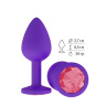 Фиолетовая силиконовая пробка с малиновым кристаллом - 7,3 см.  купить в секс шопе