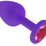 Фиолетовая силиконовая пробка с малиновым кристаллом - 7,3 см.  купить в секс шопе