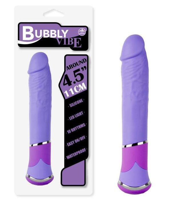 Фиолетовый вибратор-реалистик с 10 режимами вибрации - 11,4 см. купить в секс шопе