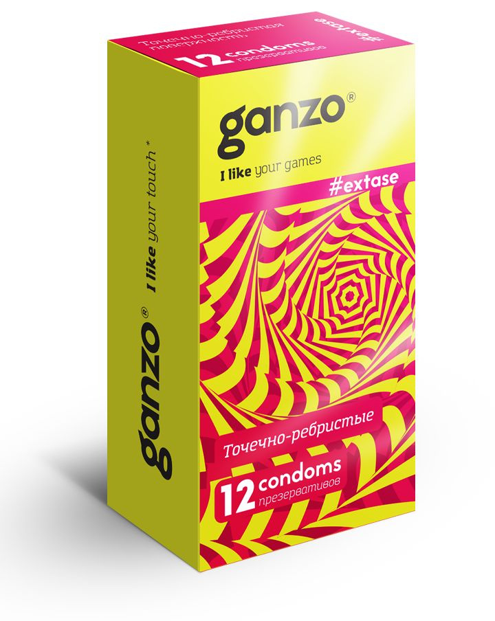 Презервативы анатомической формы с точечной и ребристой структурой Ganzo Extase - 12 шт. купить в секс шопе