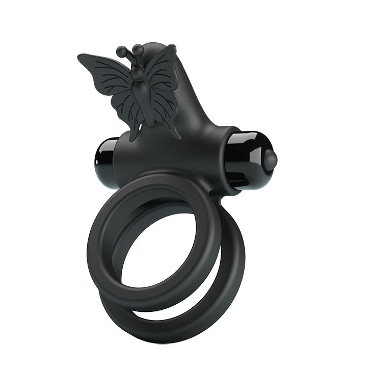 Черное эрекционное виброкольцо Passionate Ring IX купить в секс шопе