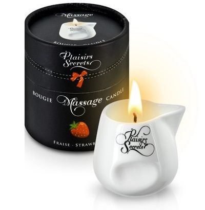 Массажная свеча с ароматом клубники Bougie de Massage Gourmande Fraise - 80 мл. купить в секс шопе