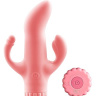 Розовый вибратор с клиторальным и анальным отростками - 15,2 см. купить в секс шопе