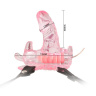 Розовая вибробабочка с фаллосом на регулируемых ремешках купить в секс шопе