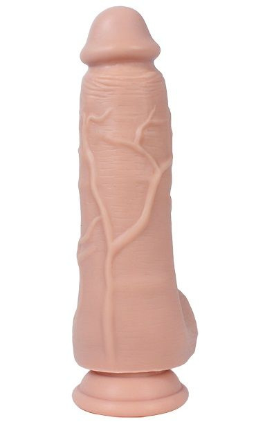 Реалистичный фаллоимитатор REAL с мошонкой на присоске - 21 см. купить в секс шопе