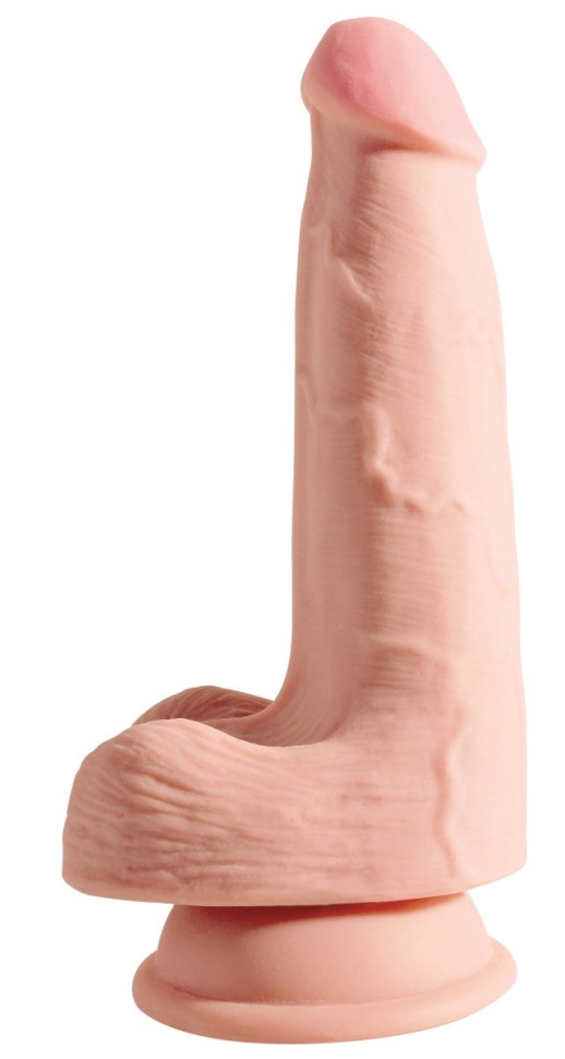 Телесный фаллоимитатор на присоске 5  Triple Density Cock with Balls - 17,78 см. купить в секс шопе