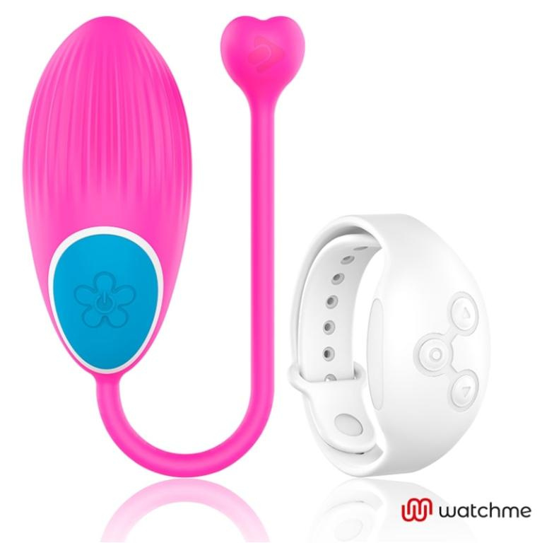 Розовое виброяйцо с белым пультом-часами Wearwatch Egg Wireless Watchme купить в секс шопе