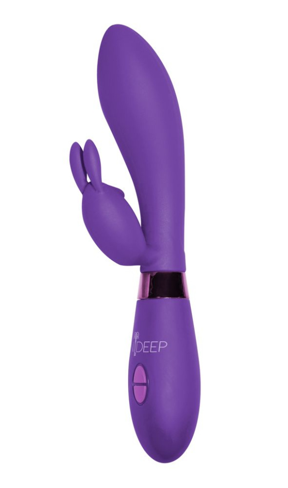 Фиолетовый вибратор Yonce с клиторальным зайчиком - 20,5 см. купить в секс шопе