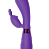 Фиолетовый вибратор Yonce с клиторальным зайчиком - 20,5 см. купить в секс шопе