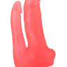 Двойной розовый стимулятор на присоске - 17 см. купить в секс шопе
