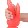 Двойной розовый стимулятор на присоске - 17 см. купить в секс шопе