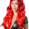Ярко-красный парик с волнистыми волосами купить в секс шопе