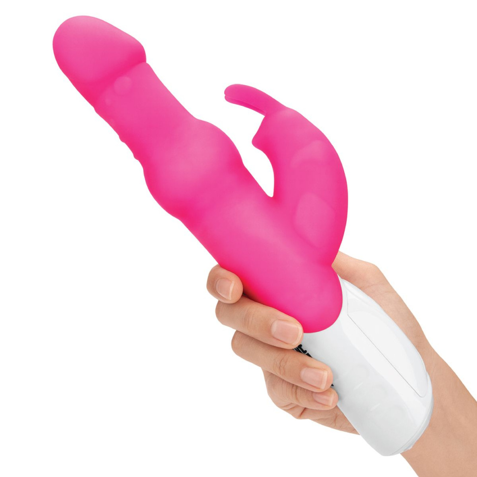 Розовый вибратор с вращающимися шариками - 26,3 см. купить в секс шопе