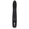 Черный вибратор с клиторальным отростком Greedy Girl Slimline Rabbit Vibrator - 22,8 см. купить в секс шопе