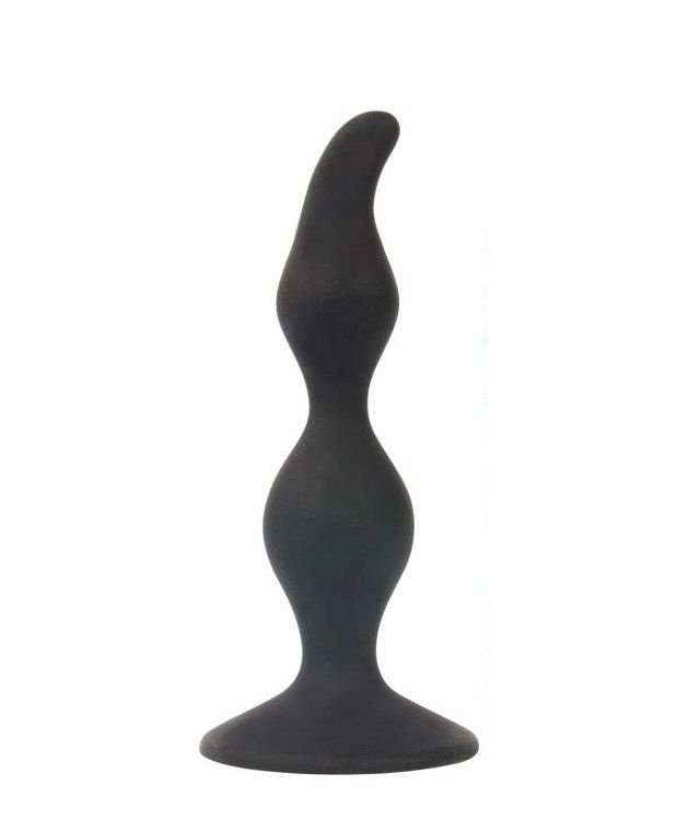 Чёрная анальная втулка со скошенным кончиком - 11 см. купить в секс шопе