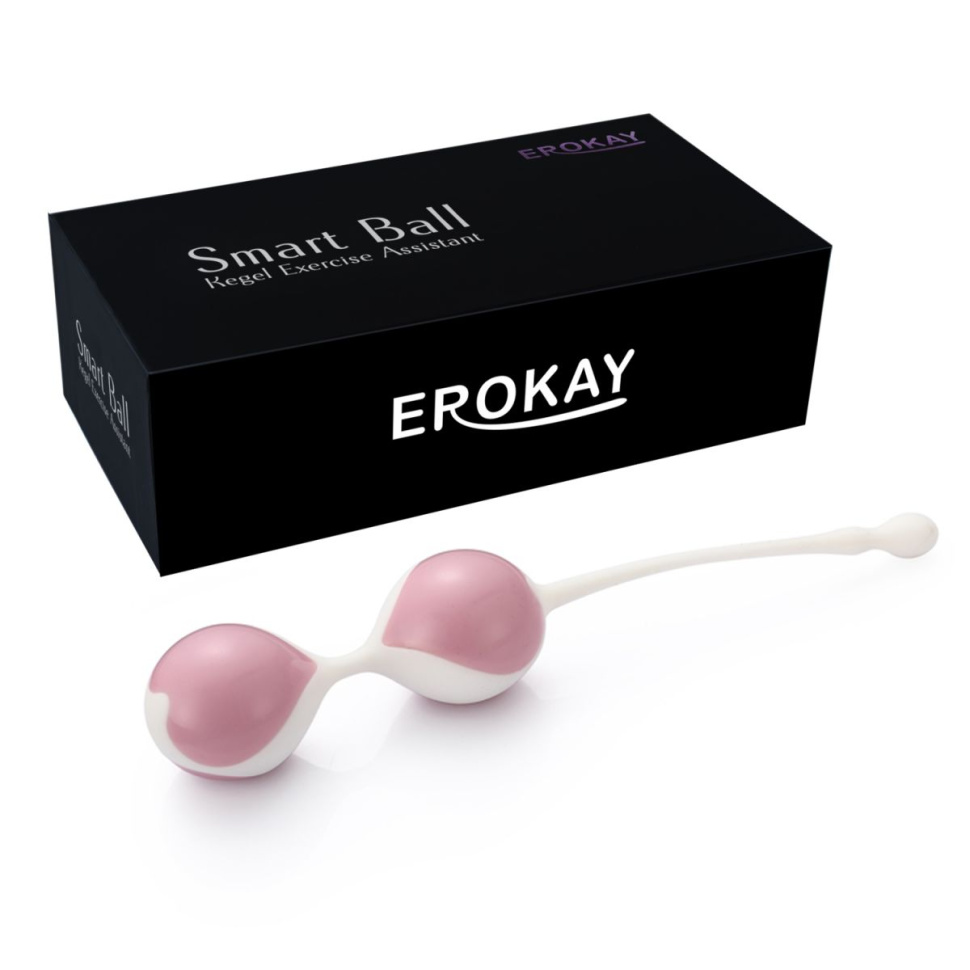 Бело-розовые вагинальные шарики Erokay купить в секс шопе