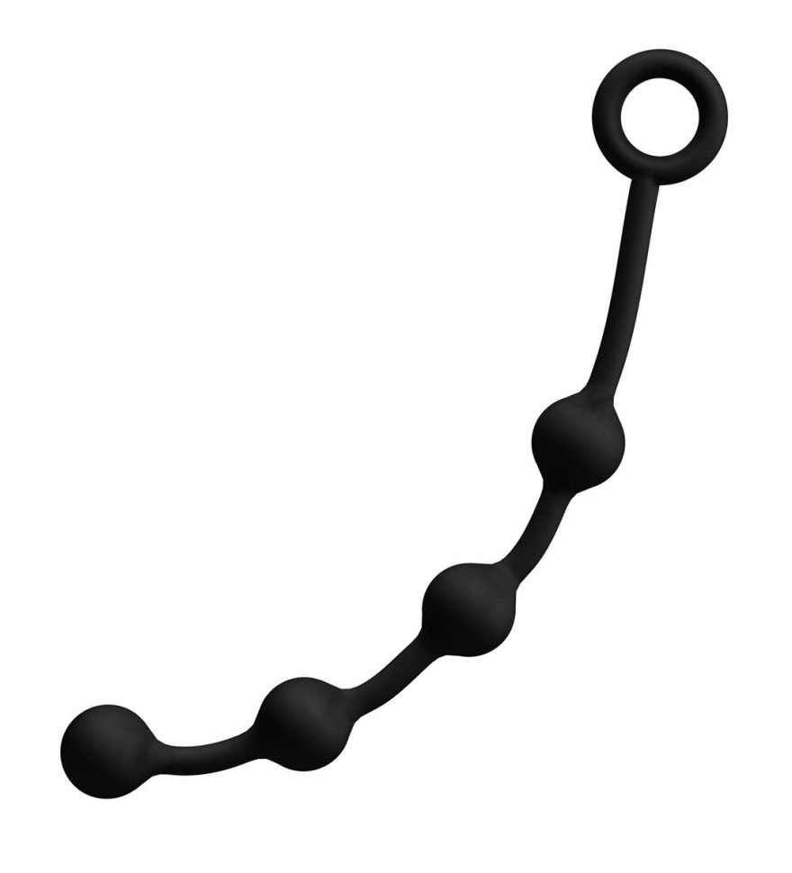 Чёрная анальная цепочка с 4 шариками - 33 см. купить в секс шопе