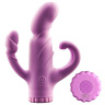 Фиолетовый вибратор с клиторальным и анальным отростками - 15,2 см. купить в секс шопе