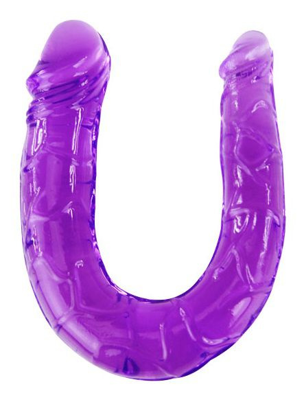 Двухголовый  фиолетовый фаллоимитатор - 29,8 см. купить в секс шопе