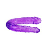 Двухголовый  фиолетовый фаллоимитатор - 29,8 см. купить в секс шопе