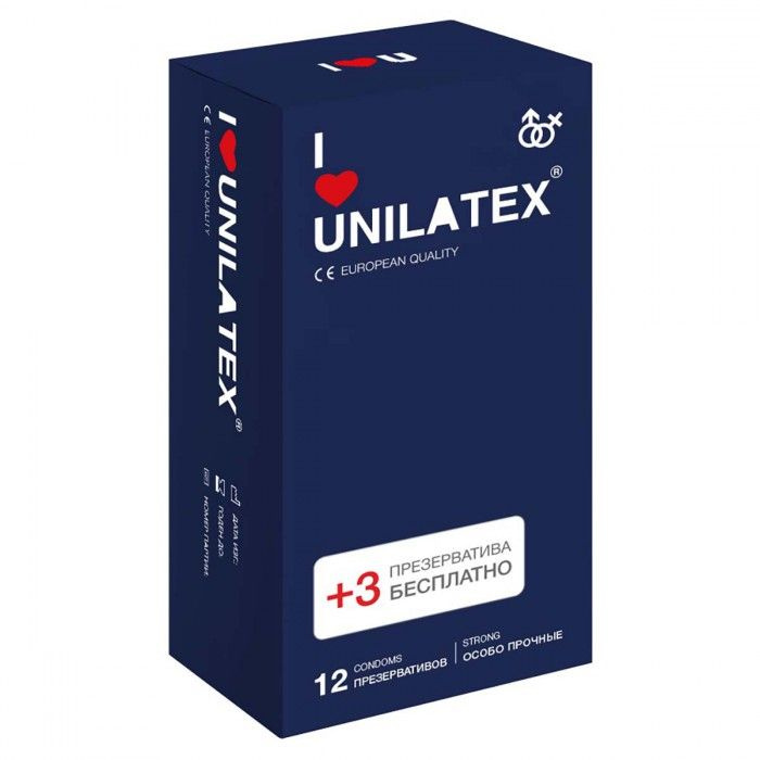 Ультрапрочные презервативы Unilatex Extra Strong - 12 шт. + 3 шт. в подарок купить в секс шопе