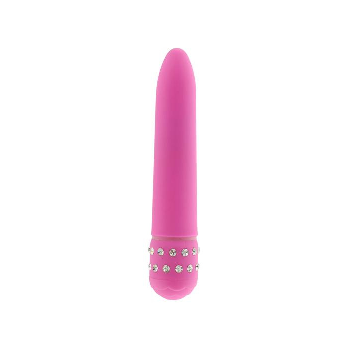 Розовый мультискоростной вибратор DIAMOND PINK SUPERBE VIBE - 15 см. купить в секс шопе