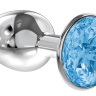 Малая серебристая анальная пробка Diamond Light blue Sparkle Small с голубым кристаллом - 7 см. купить в секс шопе