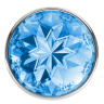 Малая серебристая анальная пробка Diamond Light blue Sparkle Small с голубым кристаллом - 7 см. купить в секс шопе